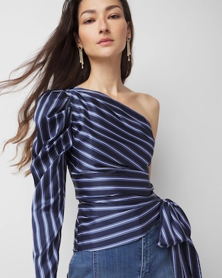 One-Shoulder Satin Blouse | White House Black Market